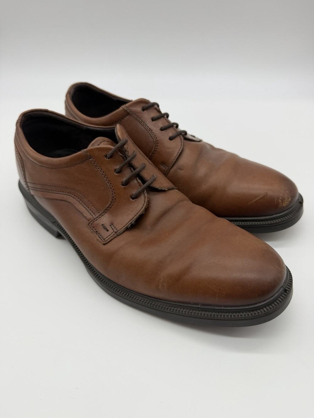 ECCO Men’s Brown Leather Derby Oxford Dress Shoes EU 42 US 8 Lace Up Portugal